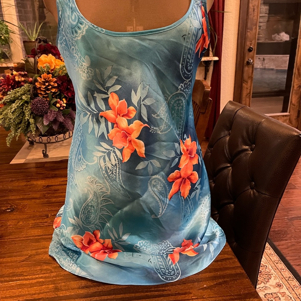 Sweet Intimates, size S, Beautiful Satin Chemise, turquoise.